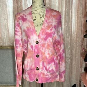 Juicy Couture NWOT Pink Tie Dye Cardigan sweater